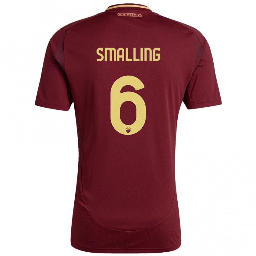 Kandiny Homme Maillot Chris Smalling #6 Rouge Brun Or Tenues Domicile 2024/25 T-Shirt