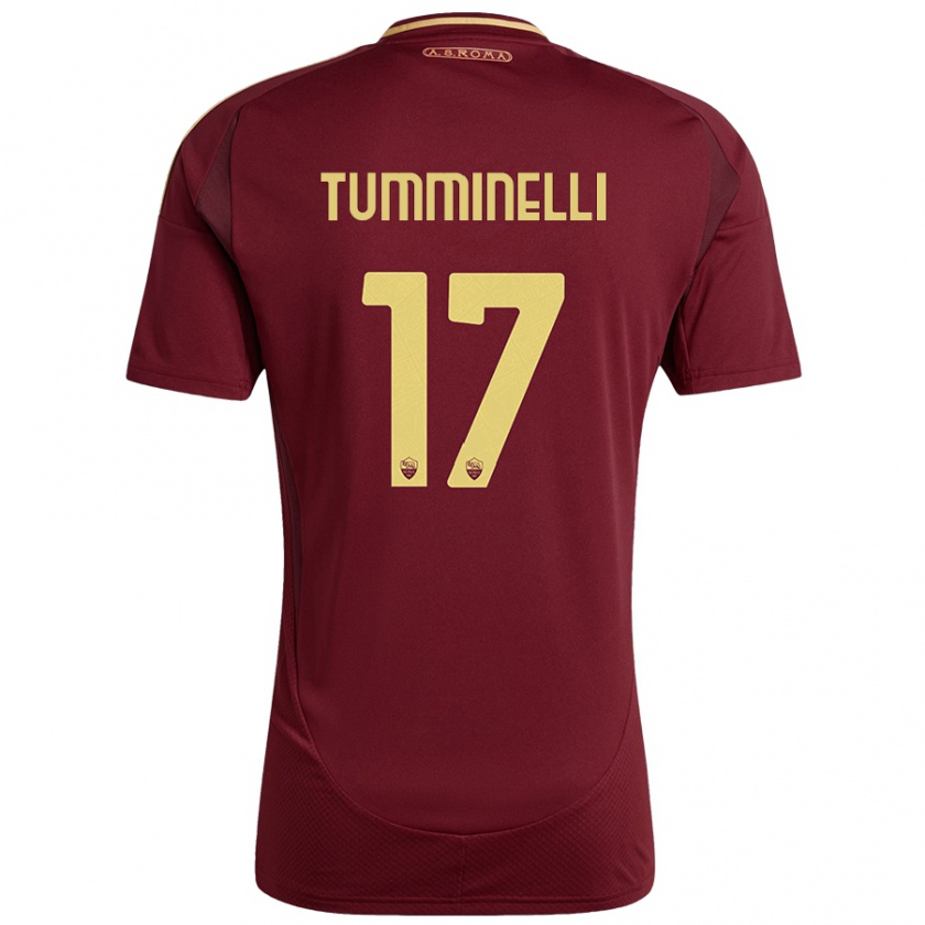 Kandiny Homme Maillot Gianmarco Tumminelli #17 Rouge Brun Or Tenues Domicile 2024/25 T-Shirt