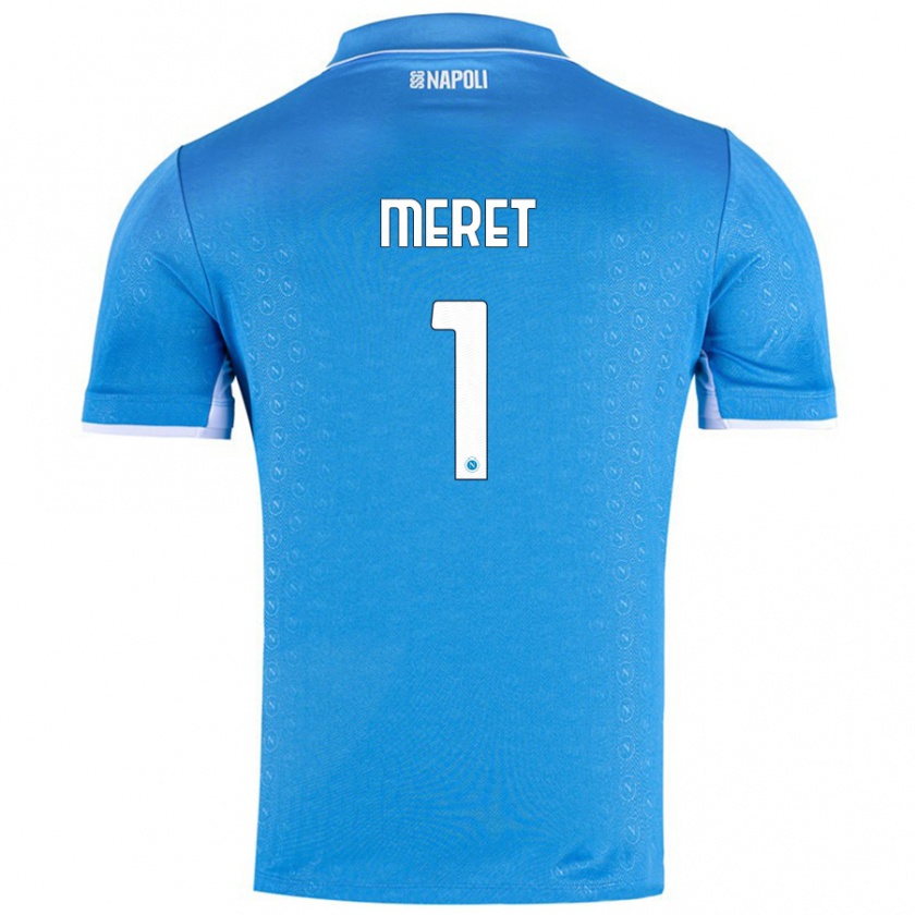 Kandiny Homme Maillot Alex Meret #1 Bleu Ciel Tenues Domicile 2024/25 T-Shirt