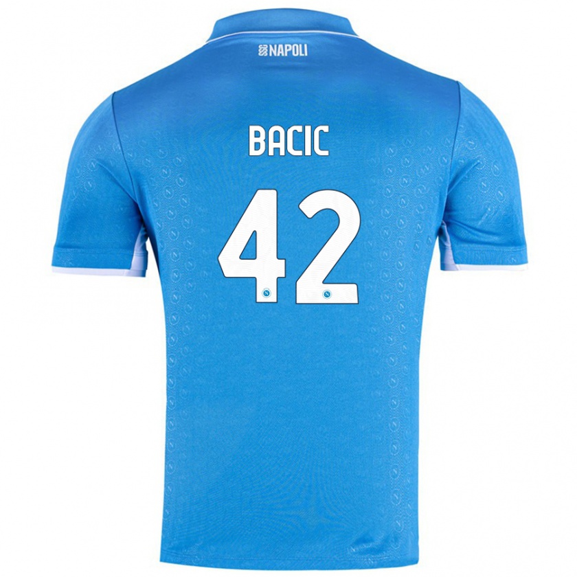 Kandiny Homme Maillot Doris Bačić #42 Bleu Ciel Tenues Domicile 2024/25 T-Shirt