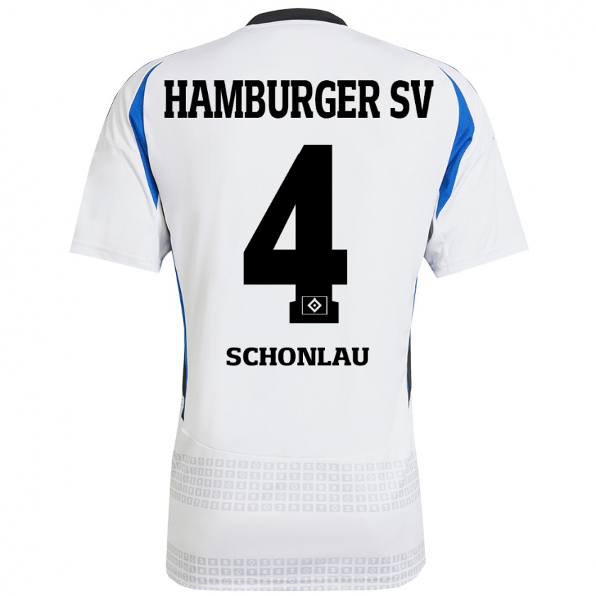 Kandiny Homme Maillot Sebastian Schonlau #4 Blanc Bleu Tenues Domicile 2024/25 T-Shirt