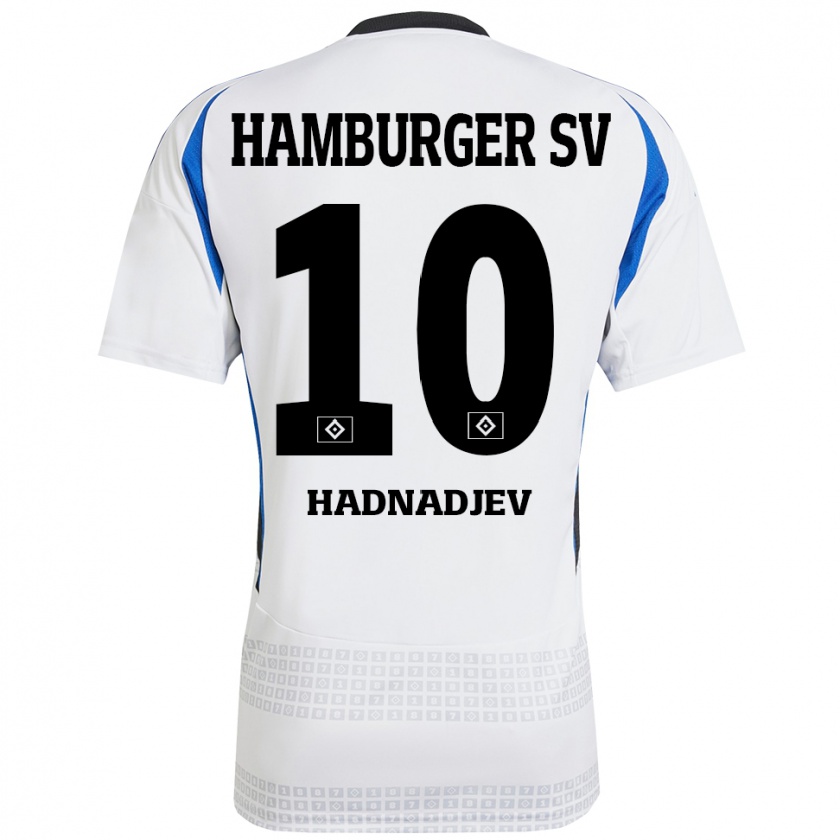 Kandiny Homme Maillot Marko Hadnadjev #10 Blanc Bleu Tenues Domicile 2024/25 T-Shirt