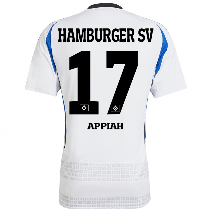 Kandiny Homme Maillot Emmanuel Appiah #17 Blanc Bleu Tenues Domicile 2024/25 T-Shirt