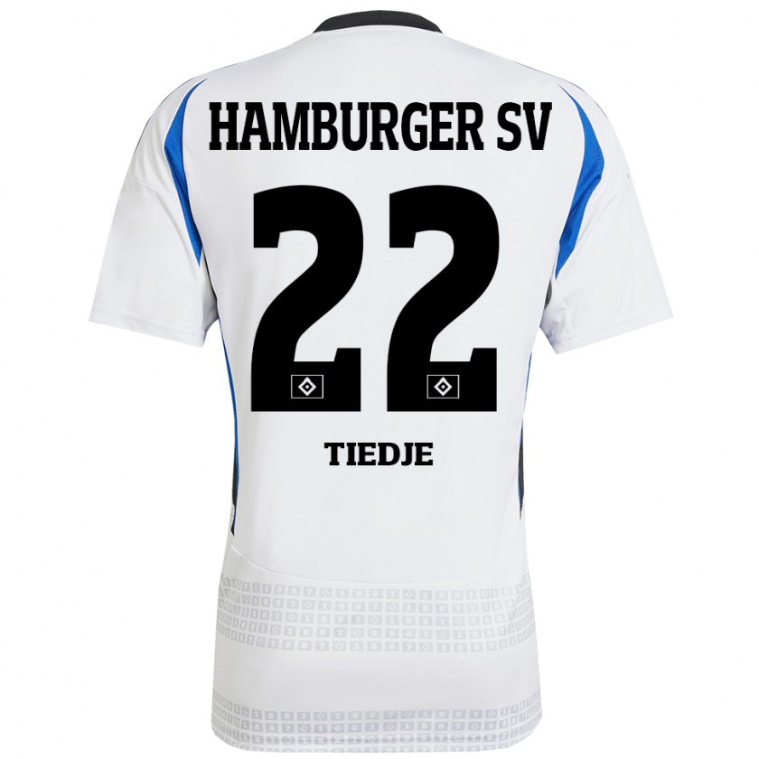 Kandiny Homme Maillot Patrick Tiedje #22 Blanc Bleu Tenues Domicile 2024/25 T-Shirt