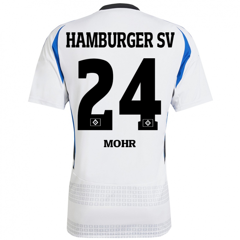 Kandiny Homme Maillot Jannik Mohr #24 Blanc Bleu Tenues Domicile 2024/25 T-Shirt