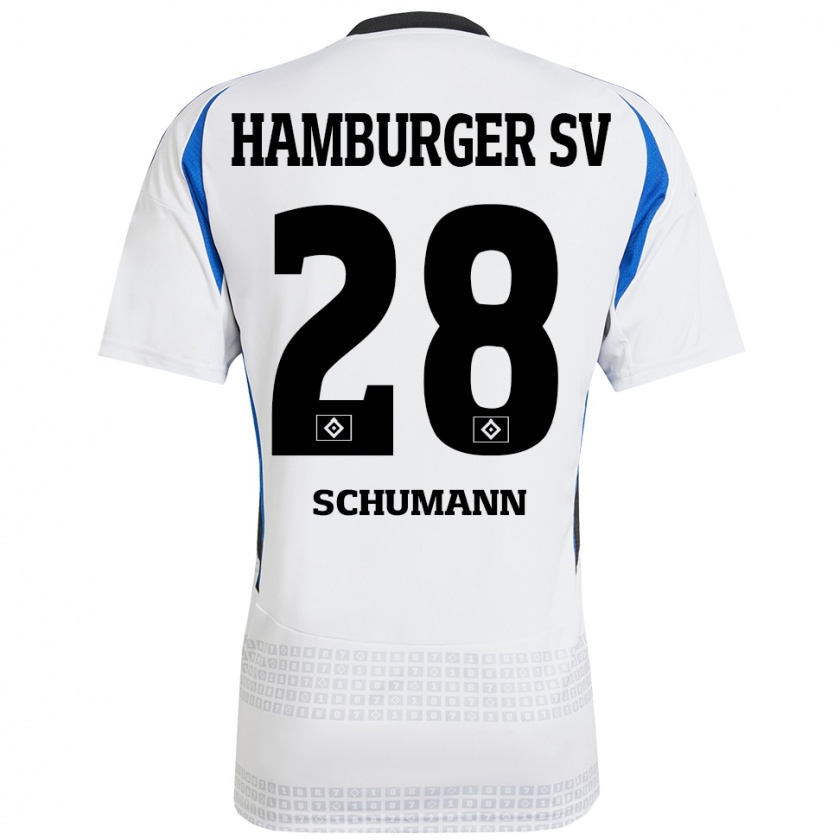 Kandiny Homme Maillot Henri Schümann #28 Blanc Bleu Tenues Domicile 2024/25 T-Shirt