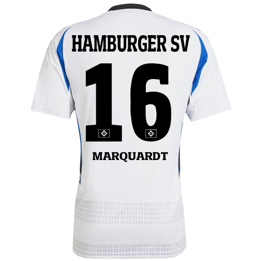 Kandiny Homme Maillot Dana Marquardt #16 Blanc Bleu Tenues Domicile 2024/25 T-Shirt