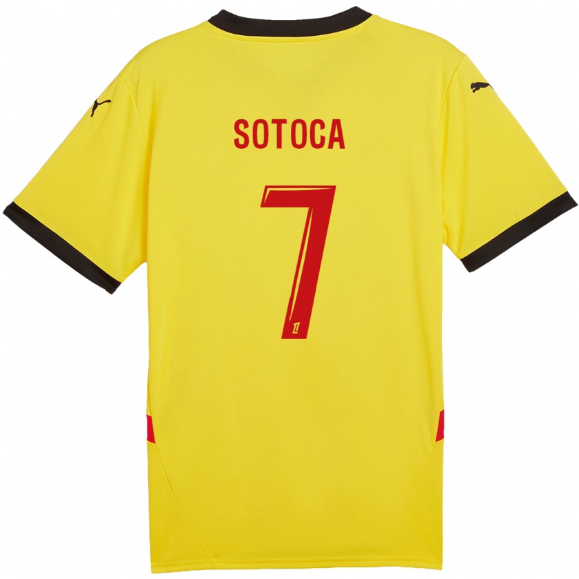 Kandiny Homme Maillot Florian Sotoca #7 Jaune Rouge Tenues Domicile 2024/25 T-Shirt