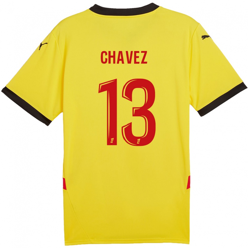 Kandiny Homme Maillot Jhoanner Chávez #13 Jaune Rouge Tenues Domicile 2024/25 T-Shirt