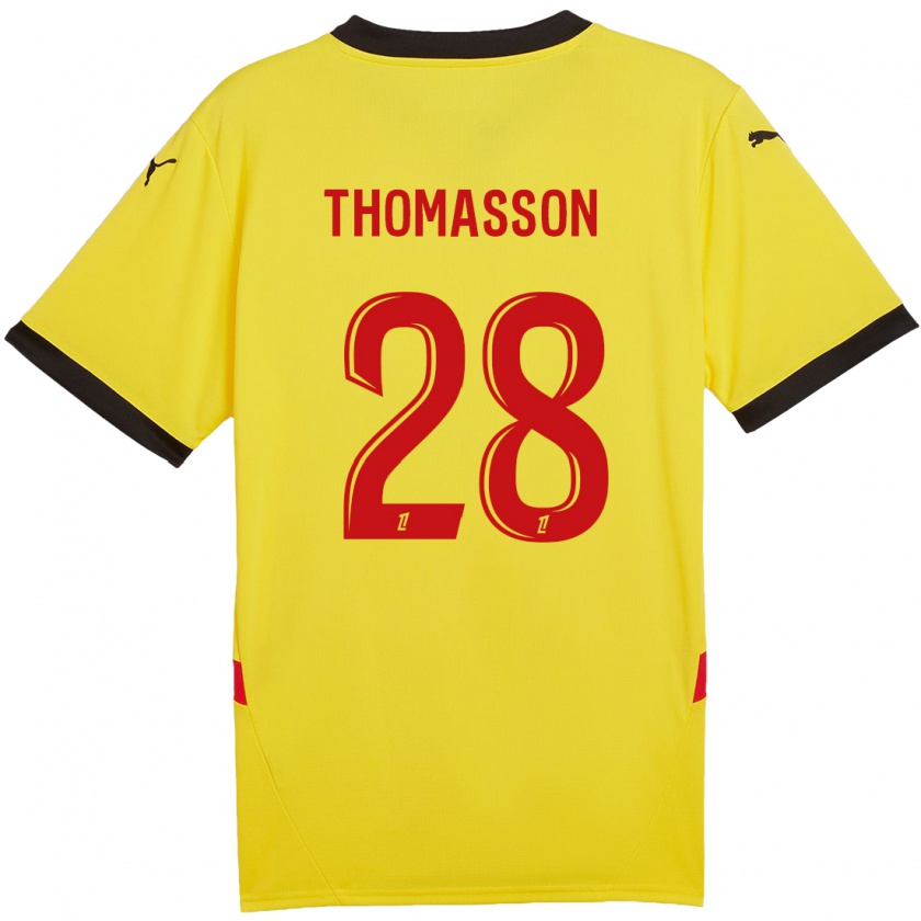 Kandiny Homme Maillot Adrien Thomasson #28 Jaune Rouge Tenues Domicile 2024/25 T-Shirt