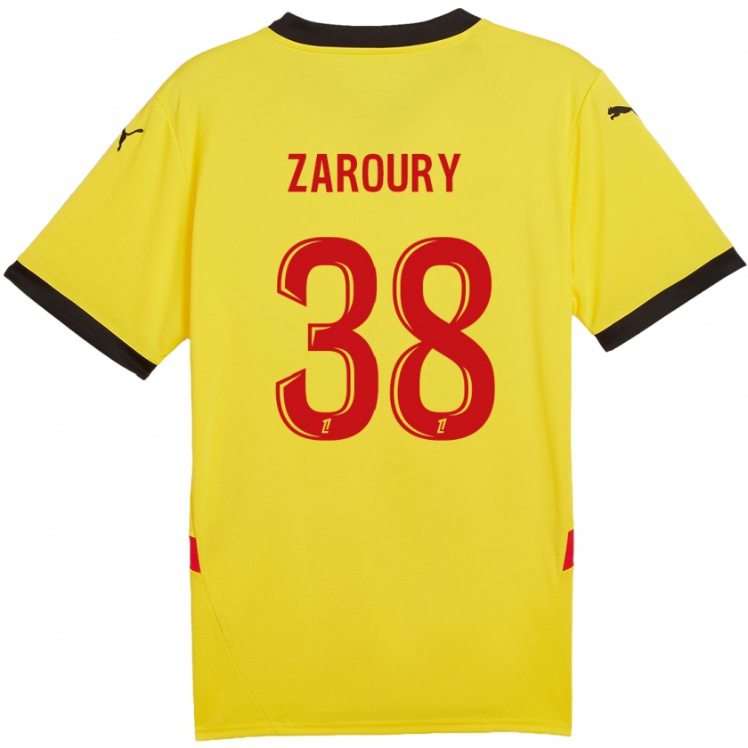 Kandiny Homme Maillot Anass Zaroury #38 Jaune Rouge Tenues Domicile 2024/25 T-Shirt