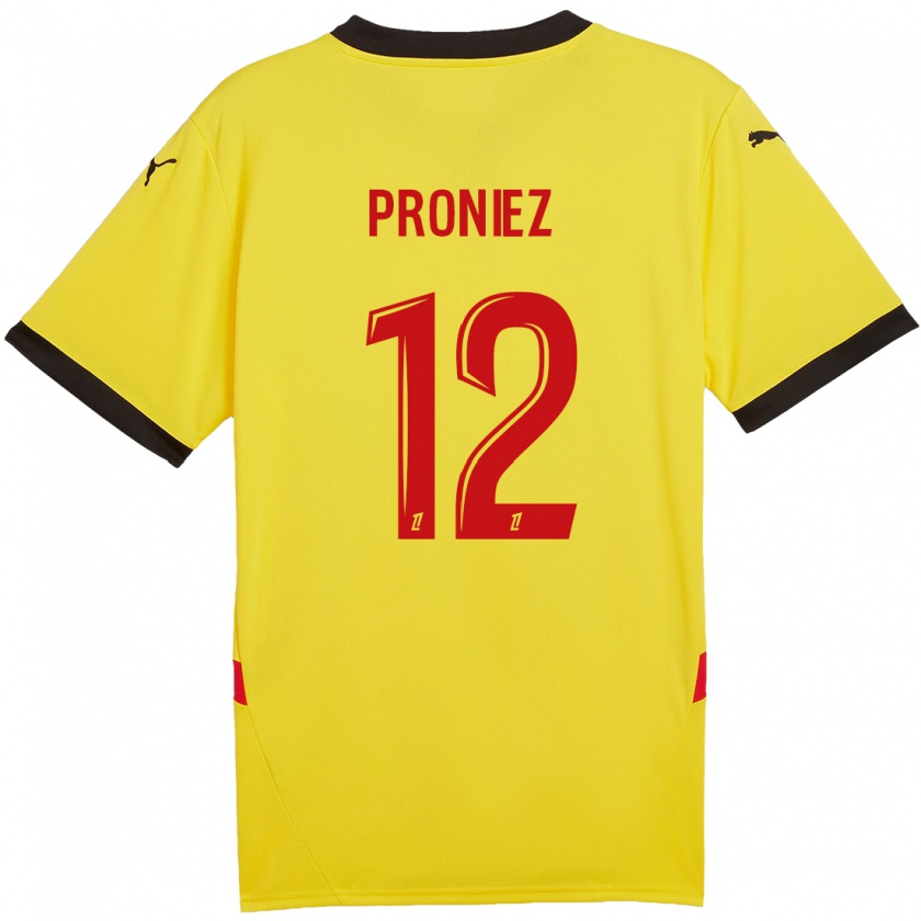 Kandiny Homme Maillot Fany Proniez #12 Jaune Rouge Tenues Domicile 2024/25 T-Shirt