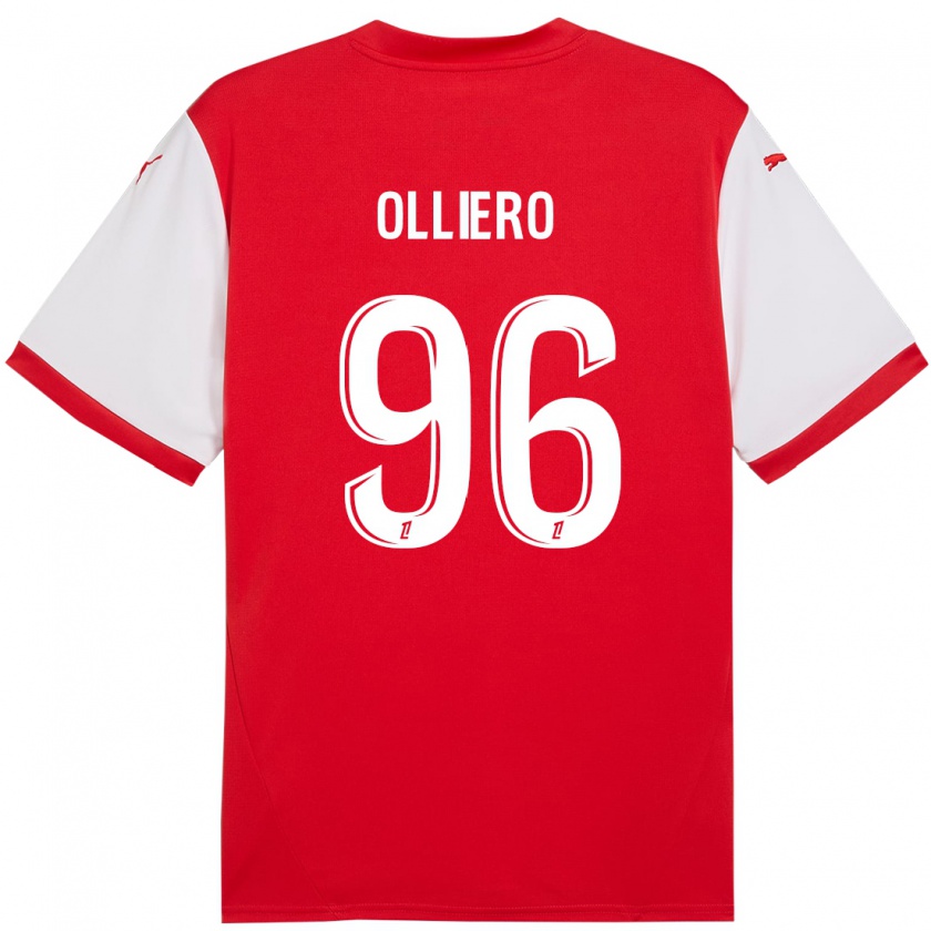 Kandiny Homme Maillot Alexandre Olliero #96 Rouge Blanc Tenues Domicile 2024/25 T-Shirt