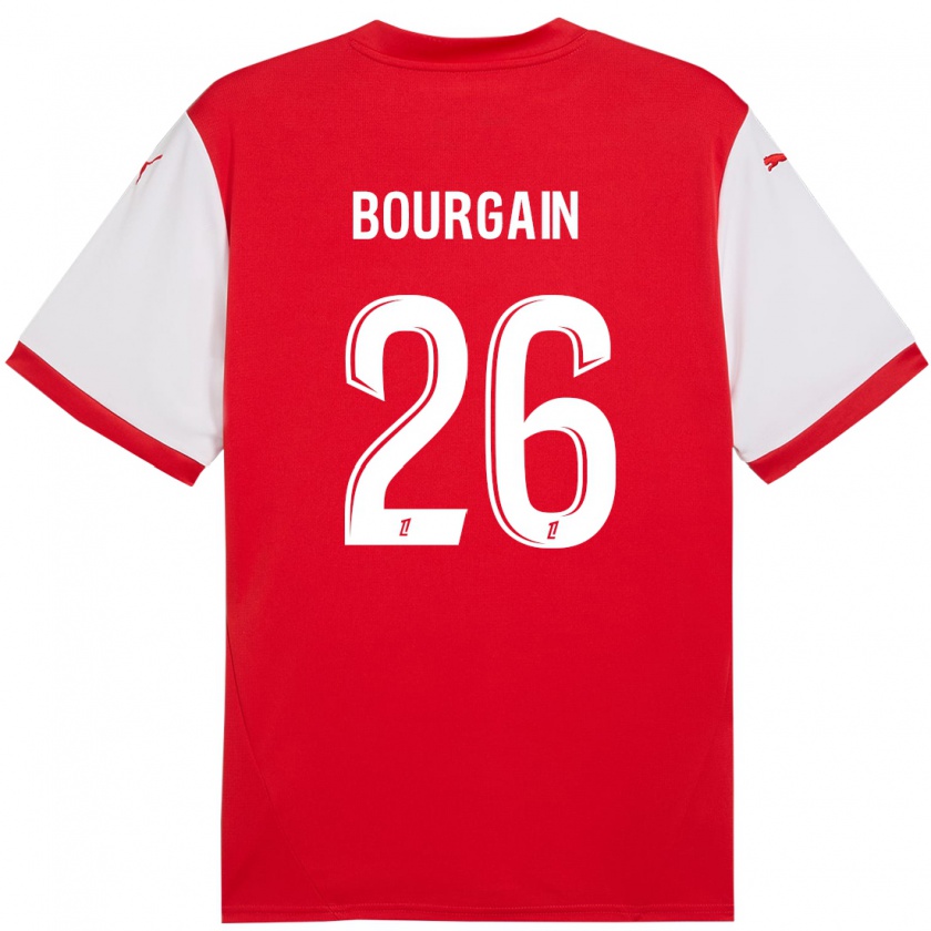 Kandiny Homme Maillot Léa Bourgain #26 Rouge Blanc Tenues Domicile 2024/25 T-Shirt