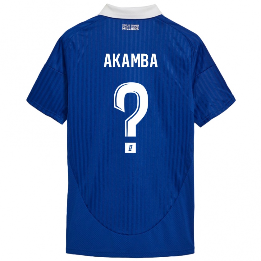 Kandiny Homme Maillot Fred Akamba #0 Bleu Blanc Tenues Domicile 2024/25 T-Shirt