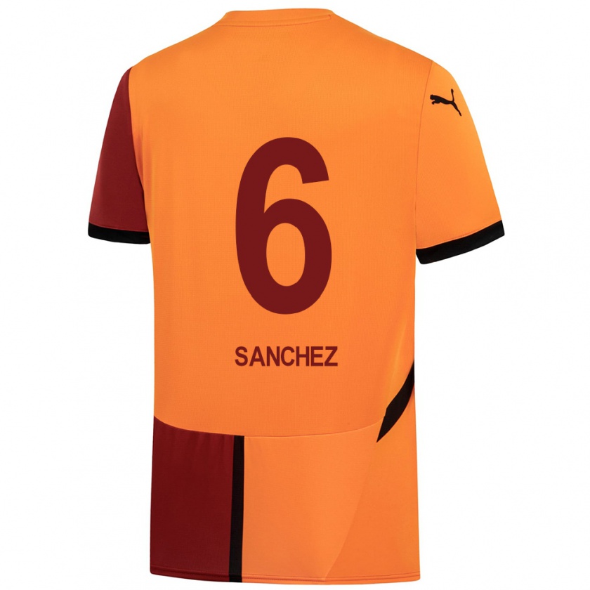 Kandiny Homme Maillot Davinson Sánchez #6 Jaune Rouge Tenues Domicile 2024/25 T-Shirt