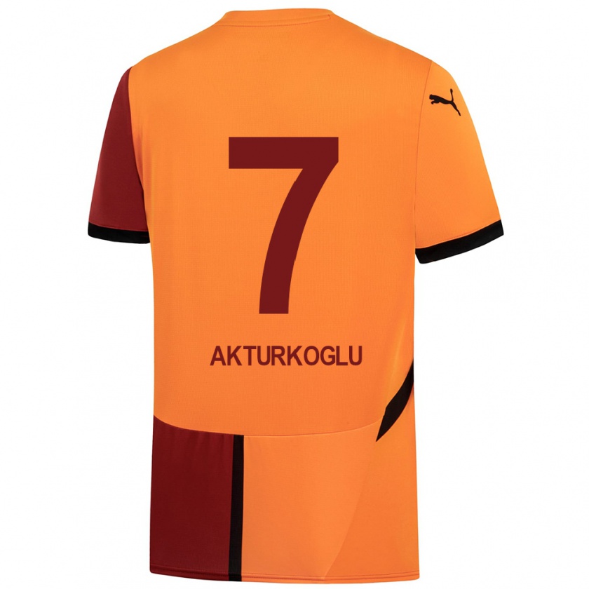 Kandiny Homme Maillot Kerem Aktürkoğlu #7 Jaune Rouge Tenues Domicile 2024/25 T-Shirt