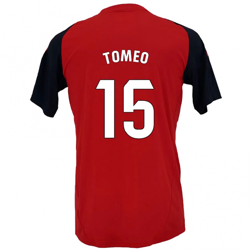 Kandiny Homme Maillot Pablo Tomeo #15 Rouge Noir Tenues Domicile 2024/25 T-Shirt