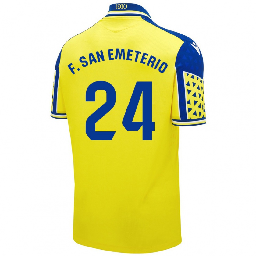 Kandiny Homme Maillot Fede San Emeterio #24 Jaune Bleu Tenues Domicile 2024/25 T-Shirt