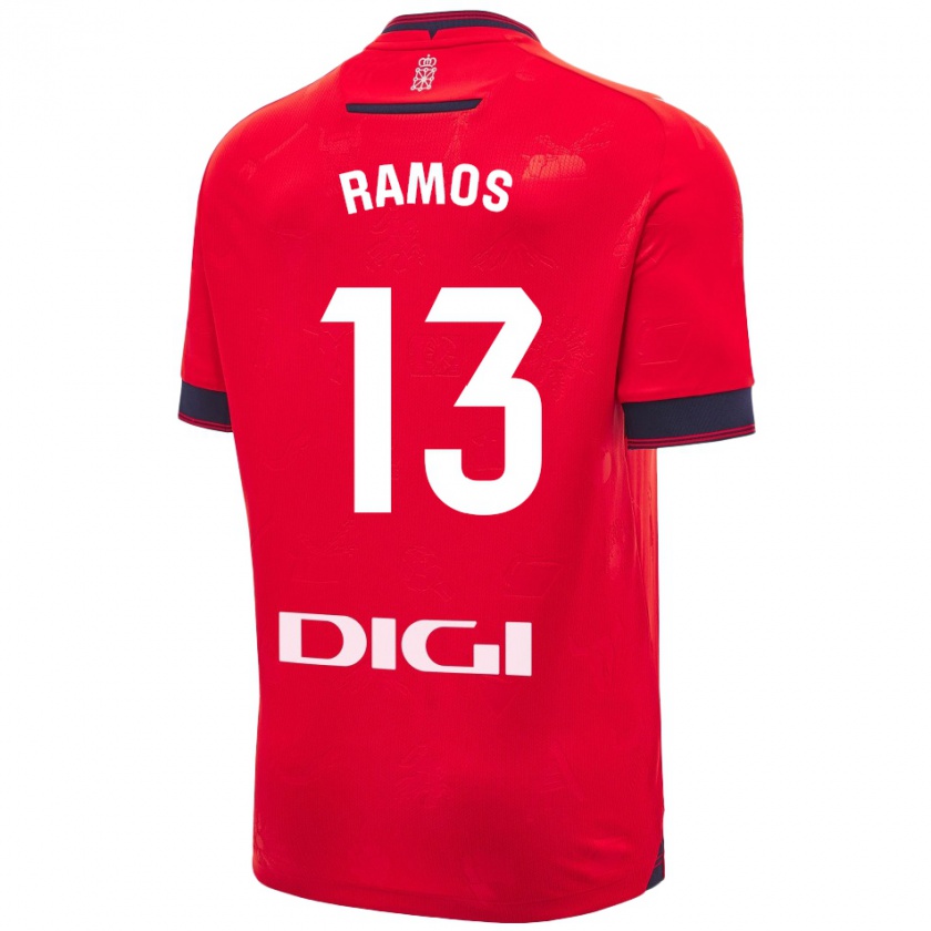 Kandiny Homme Maillot Darío Ramos #13 Rouge Blanc Tenues Domicile 2024/25 T-Shirt