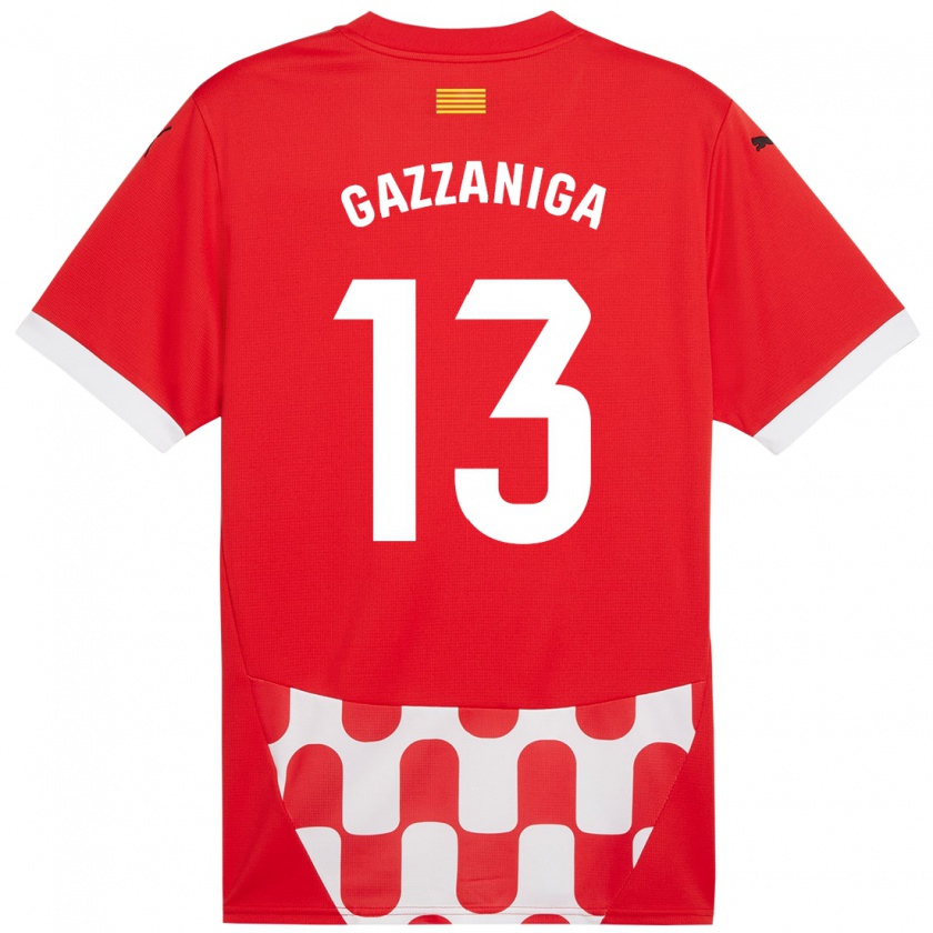 Kandiny Homme Maillot Paulo Gazzaniga #13 Rouge Blanc Tenues Domicile 2024/25 T-Shirt