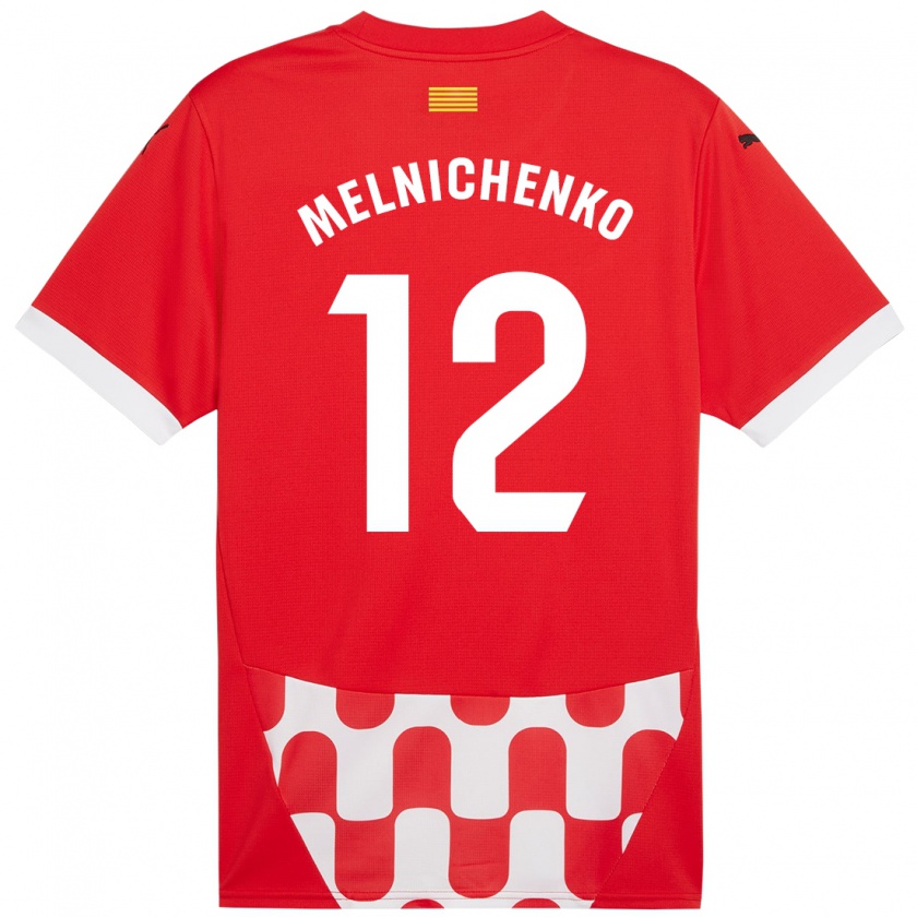 Kandiny Homme Maillot Dmytro Melnichenko #12 Rouge Blanc Tenues Domicile 2024/25 T-Shirt