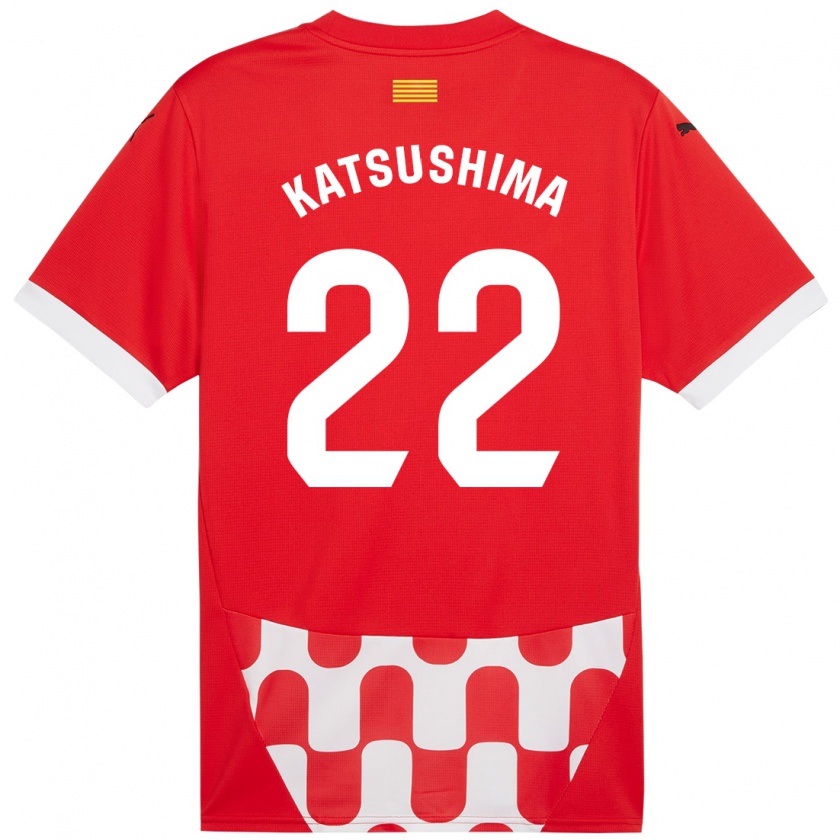 Kandiny Homme Maillot Shinnosuke Katsushima #22 Rouge Blanc Tenues Domicile 2024/25 T-Shirt