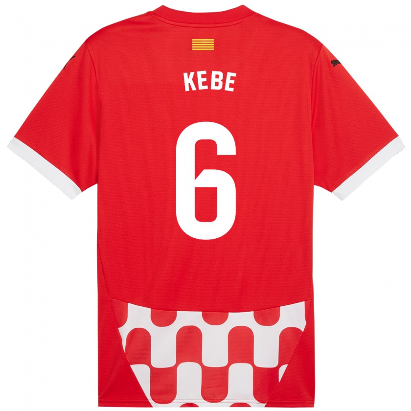 Kandiny Homme Maillot Ibrahima Kébé #6 Rouge Blanc Tenues Domicile 2024/25 T-Shirt