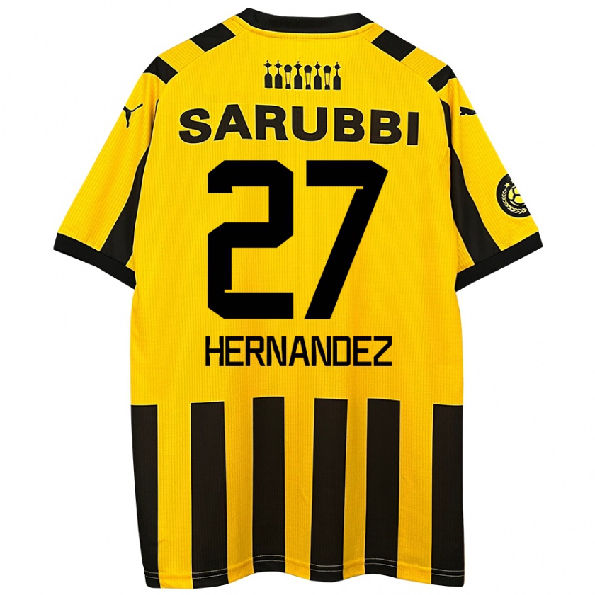 Kandiny Homme Maillot Lucas Hernández #27 Jaune Noir Tenues Domicile 2024/25 T-Shirt