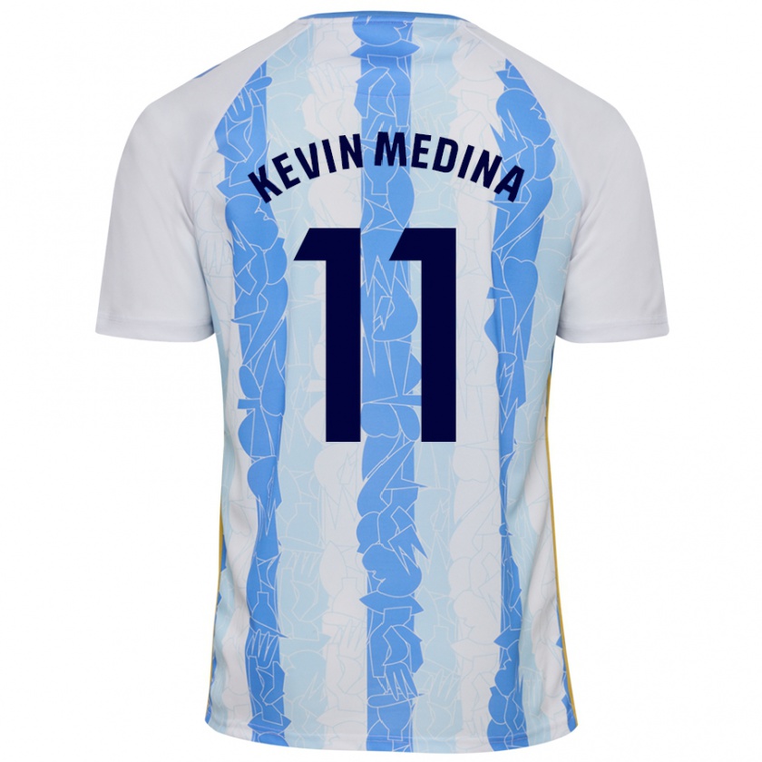 Kandiny Homme Maillot Kevin Medina #11 Blanc Bleu Tenues Domicile 2024/25 T-Shirt