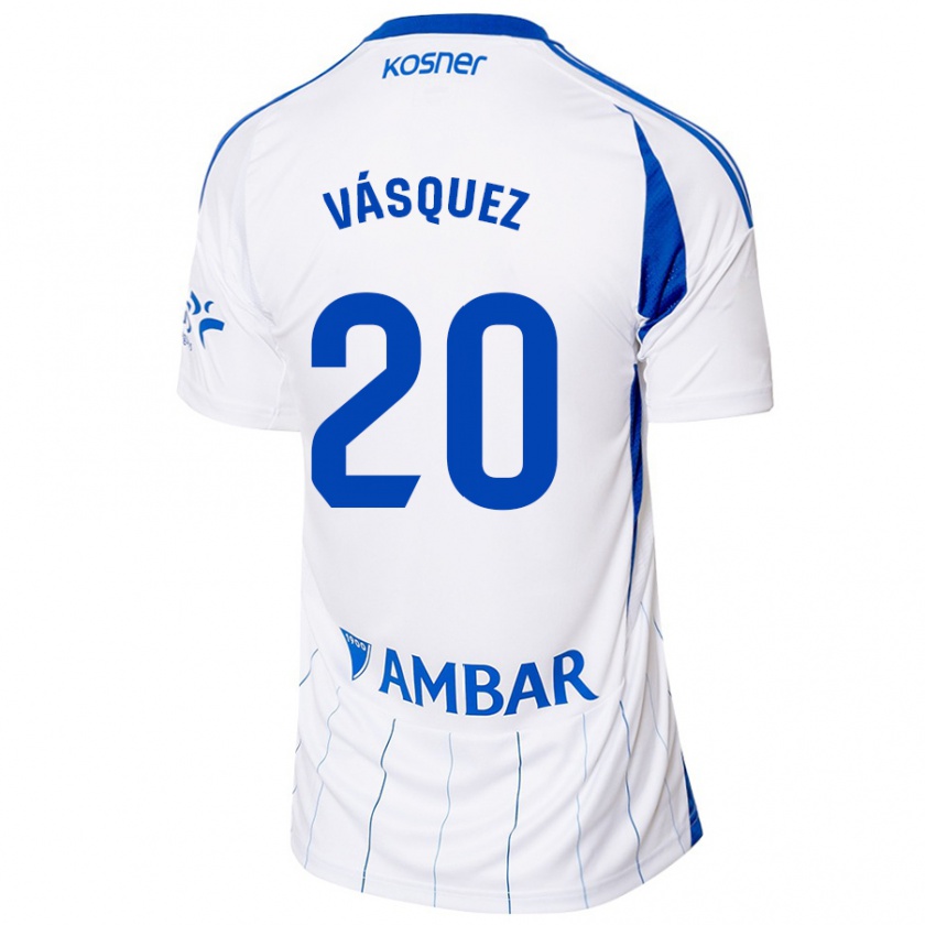 Kandiny Homme Maillot José Vásquez #20 Rouge Blanc Tenues Domicile 2024/25 T-Shirt