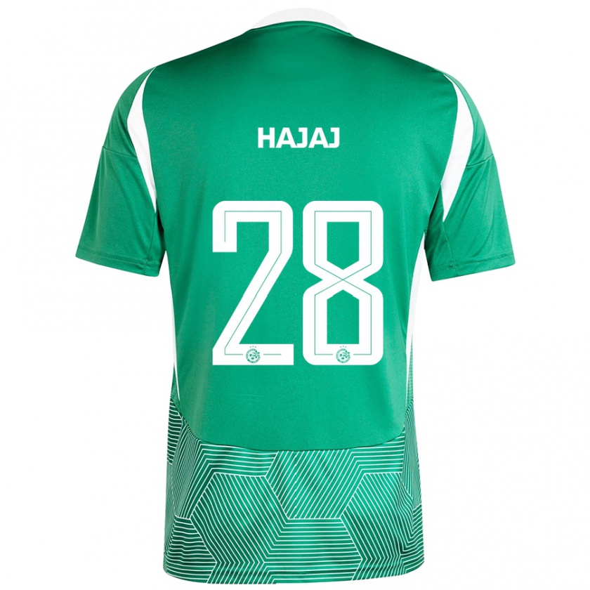 Kandiny Homme Maillot Ilay Hajaj #28 Vert Blanc Tenues Domicile 2024/25 T-Shirt