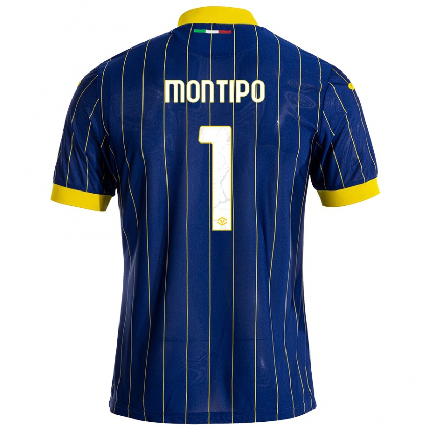 Kandiny Homme Maillot Lorenzo Montipò #1 Bleu Jaune Tenues Domicile 2024/25 T-Shirt