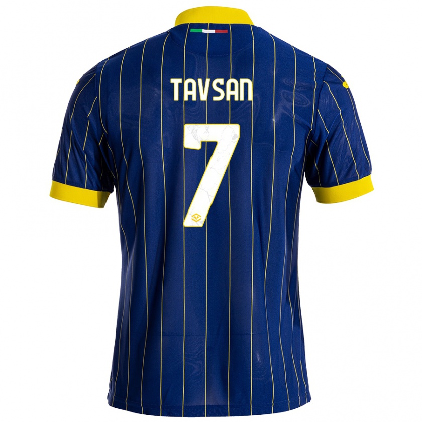 Kandiny Homme Maillot Elayis Tavsan #7 Bleu Jaune Tenues Domicile 2024/25 T-Shirt