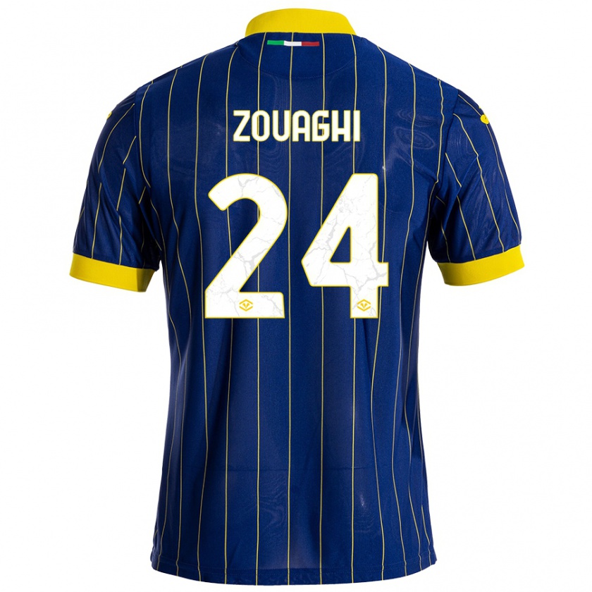 Kandiny Homme Maillot Thomas Zouaghi #24 Bleu Jaune Tenues Domicile 2024/25 T-Shirt