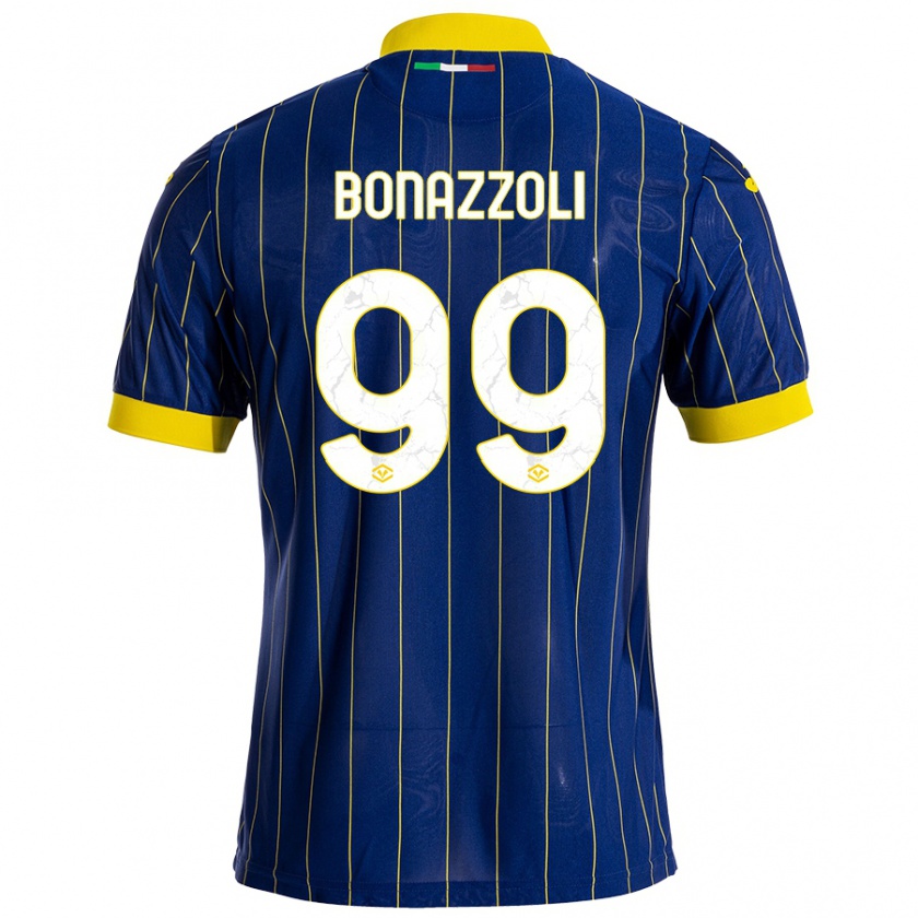 Kandiny Homme Maillot Federico Bonazzoli #99 Bleu Jaune Tenues Domicile 2024/25 T-Shirt