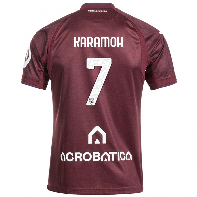 Kandiny Homme Maillot Yann Karamoh #7 Bordeaux Blanc Tenues Domicile 2024/25 T-Shirt