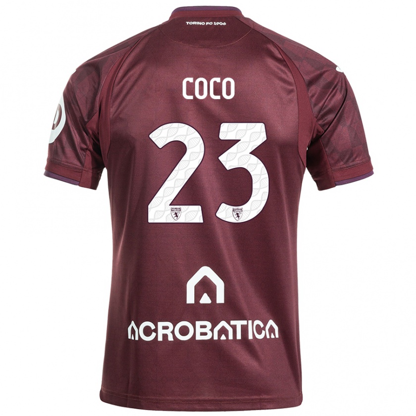 Kandiny Homme Maillot Saúl Coco #23 Bordeaux Blanc Tenues Domicile 2024/25 T-Shirt