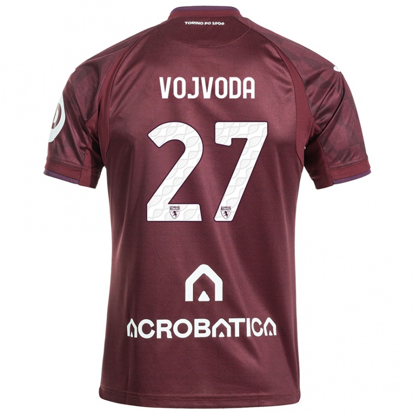 Kandiny Homme Maillot Mërgim Vojvoda #27 Bordeaux Blanc Tenues Domicile 2024/25 T-Shirt