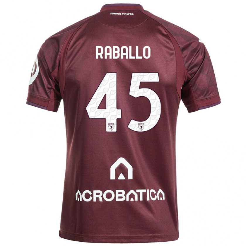 Kandiny Homme Maillot Alessio Raballo #45 Bordeaux Blanc Tenues Domicile 2024/25 T-Shirt