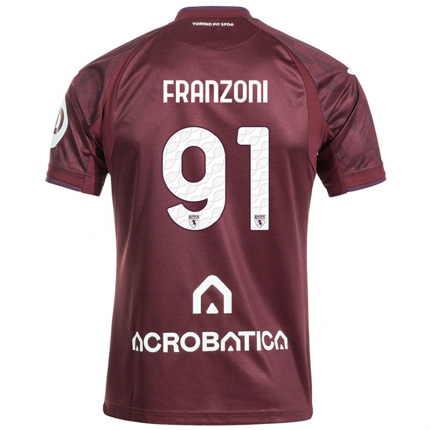 Kandiny Homme Maillot Nicolò Franzoni #91 Bordeaux Blanc Tenues Domicile 2024/25 T-Shirt