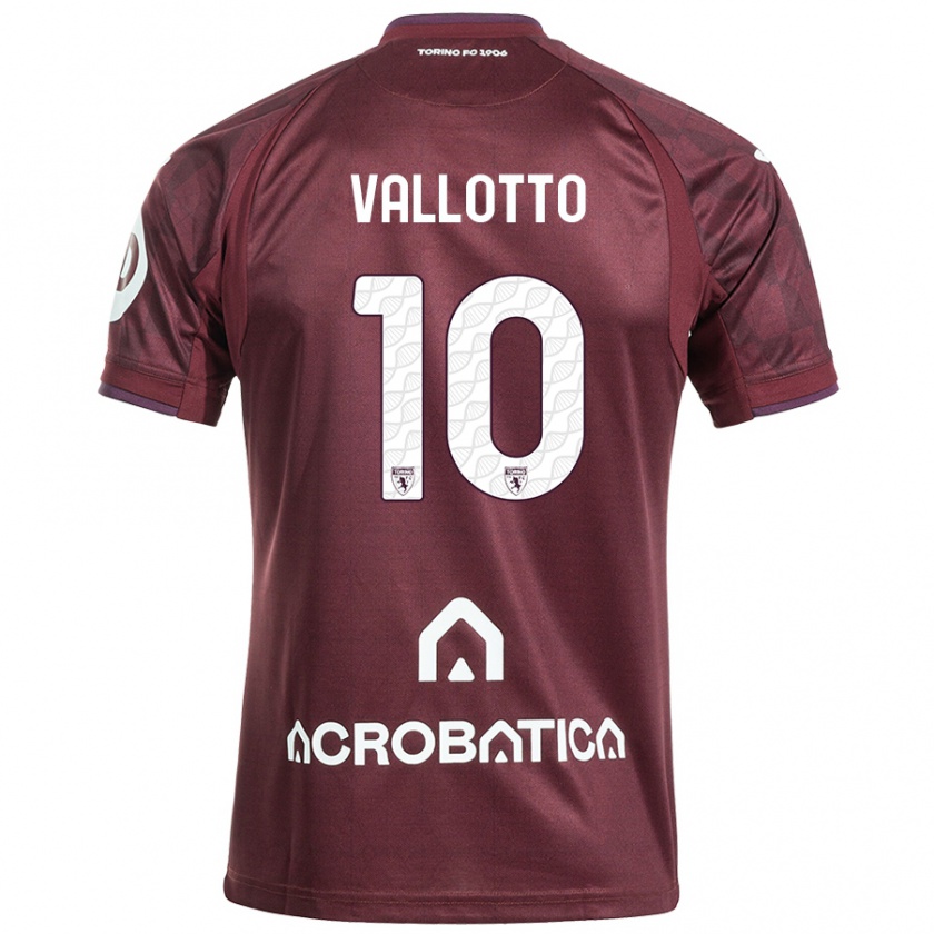 Kandiny Homme Maillot Greta Vallotto #10 Bordeaux Blanc Tenues Domicile 2024/25 T-Shirt