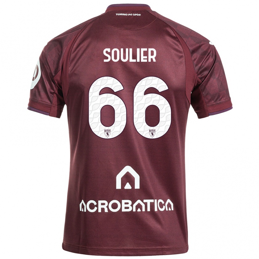 Kandiny Homme Maillot Evan Soulier #66 Bordeaux Blanc Tenues Domicile 2024/25 T-Shirt