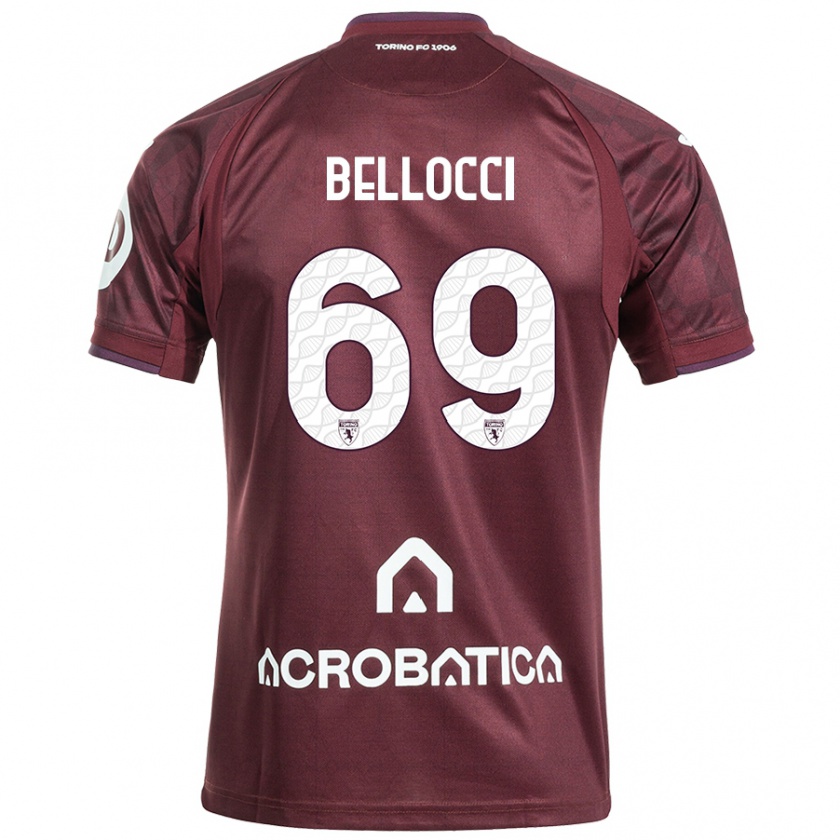 Kandiny Homme Maillot Andrea Bellocci #69 Bordeaux Blanc Tenues Domicile 2024/25 T-Shirt