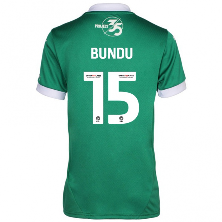 Kandiny Homme Maillot Mustapha Bundu #15 Vert Blanc Tenues Domicile 2024/25 T-Shirt