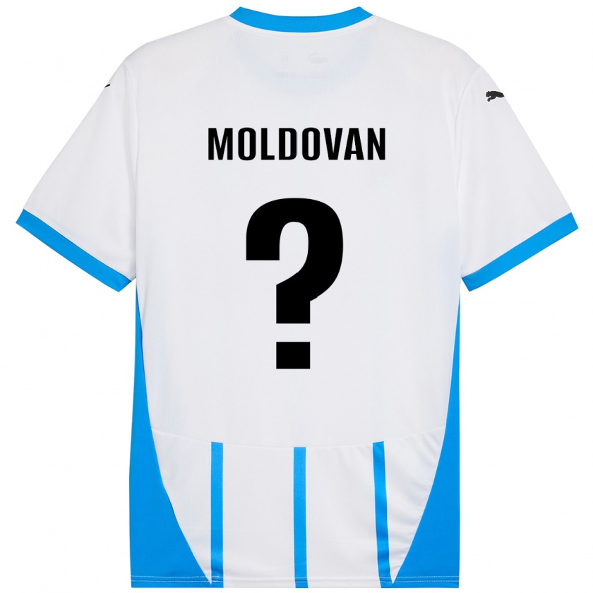 Kandiny Homme Maillot Horațiu Moldovan #0 Blanc Bleu Tenues Extérieur 2024/25 T-Shirt