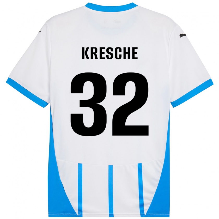 Kandiny Homme Maillot Isabella Kresche #32 Blanc Bleu Tenues Extérieur 2024/25 T-Shirt