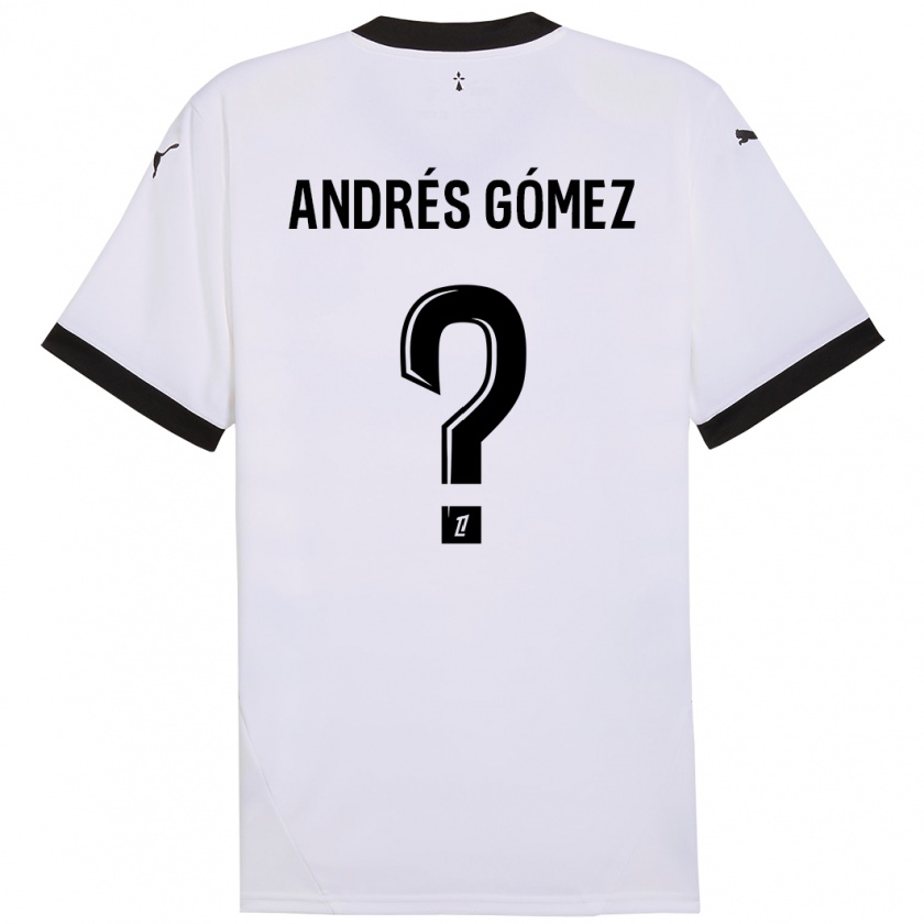 Kandiny Homme Maillot Carlos Andrés Gómez #0 Blanc Noir Tenues Extérieur 2024/25 T-Shirt