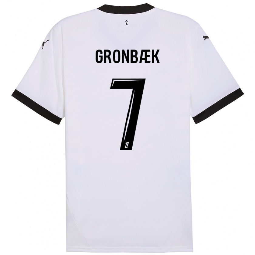 Kandiny Homme Maillot Albert Grønbaek #7 Blanc Noir Tenues Extérieur 2024/25 T-Shirt