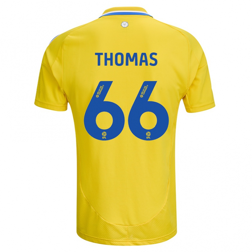 Kandiny Homme Maillot Luca Thomas #66 Jaune Bleu Tenues Extérieur 2024/25 T-Shirt